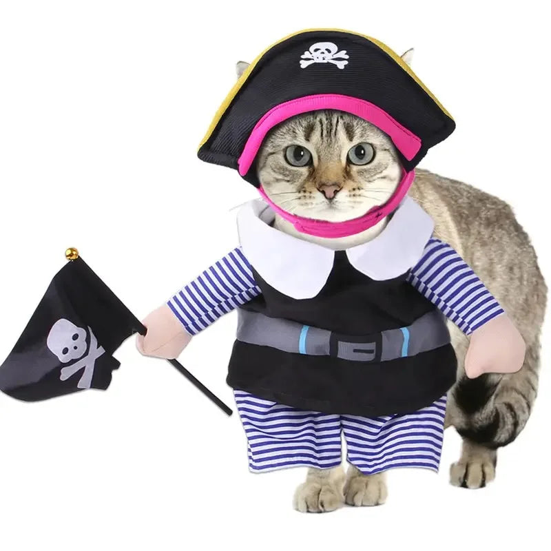 Halloween Pirate Costume for Cats & Dogs – Funny Pet Cosplay with Dagger